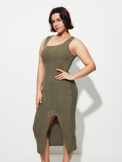 Plus Size Slit Bodycon Dress 1276162