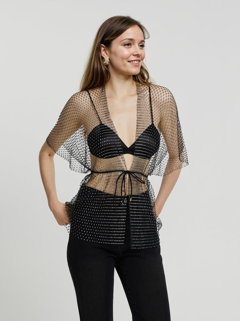 Sheer Placket Blouse 114571