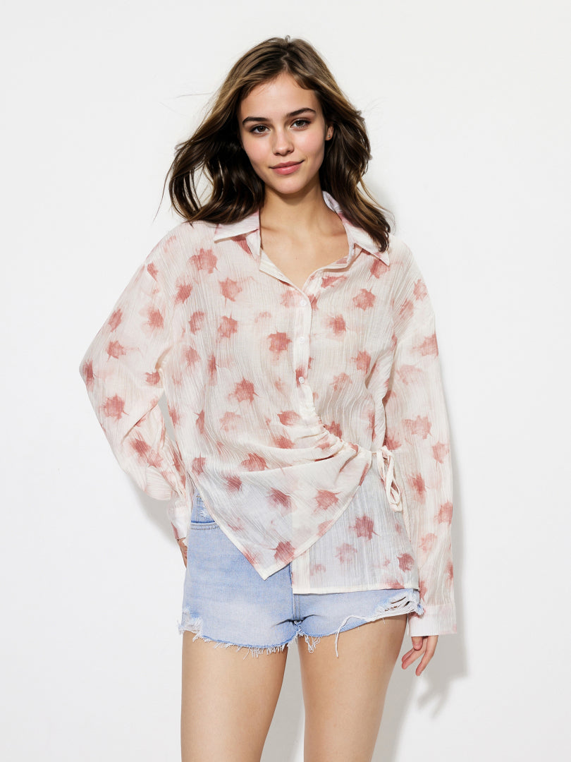 Sheer Placket Blouse 1269292