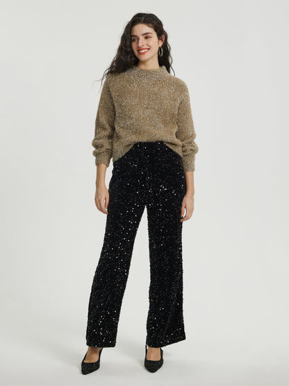 Sequinned Straight Leg Pants 115562
