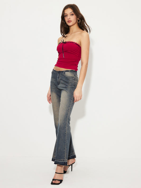 Raw Hem Flare Leg Jeans 1251952