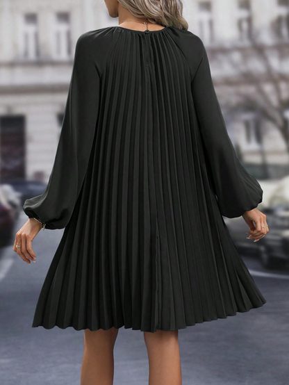 Pleated A-Line Dress 1300872