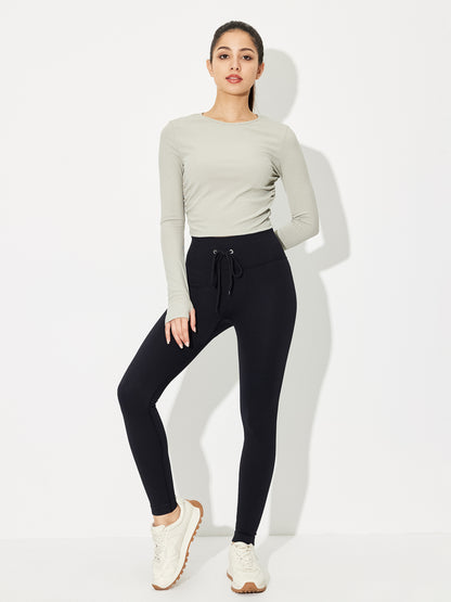 Drawstring Closure Gym Tights 118314