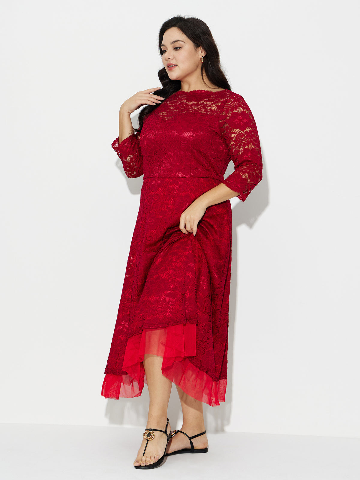 Plus Size Lace A-Line Dress 121219