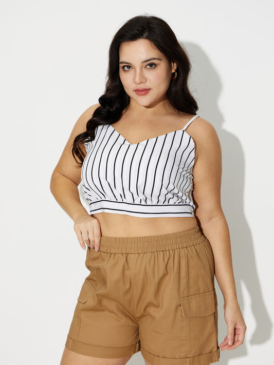 Plus Size Styled Back Crop Top 121143