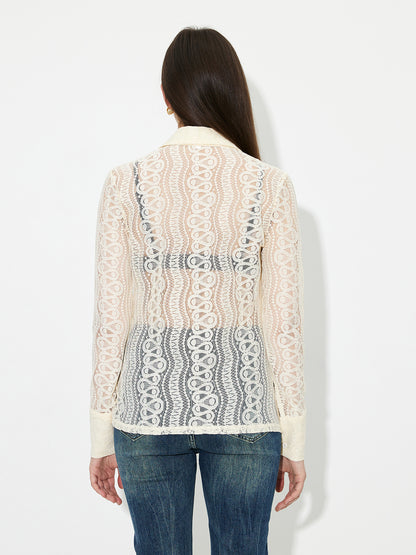 Sheer Placket Blouse 117972