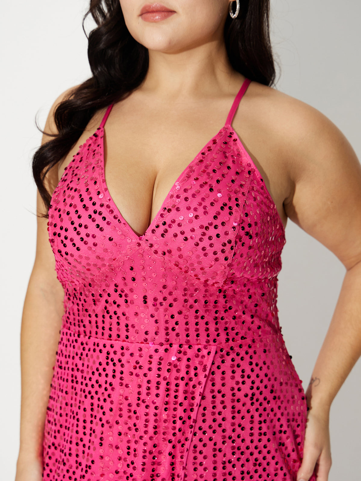 فستان Bodycon مزين بالترتر مقاس كبير 120747
