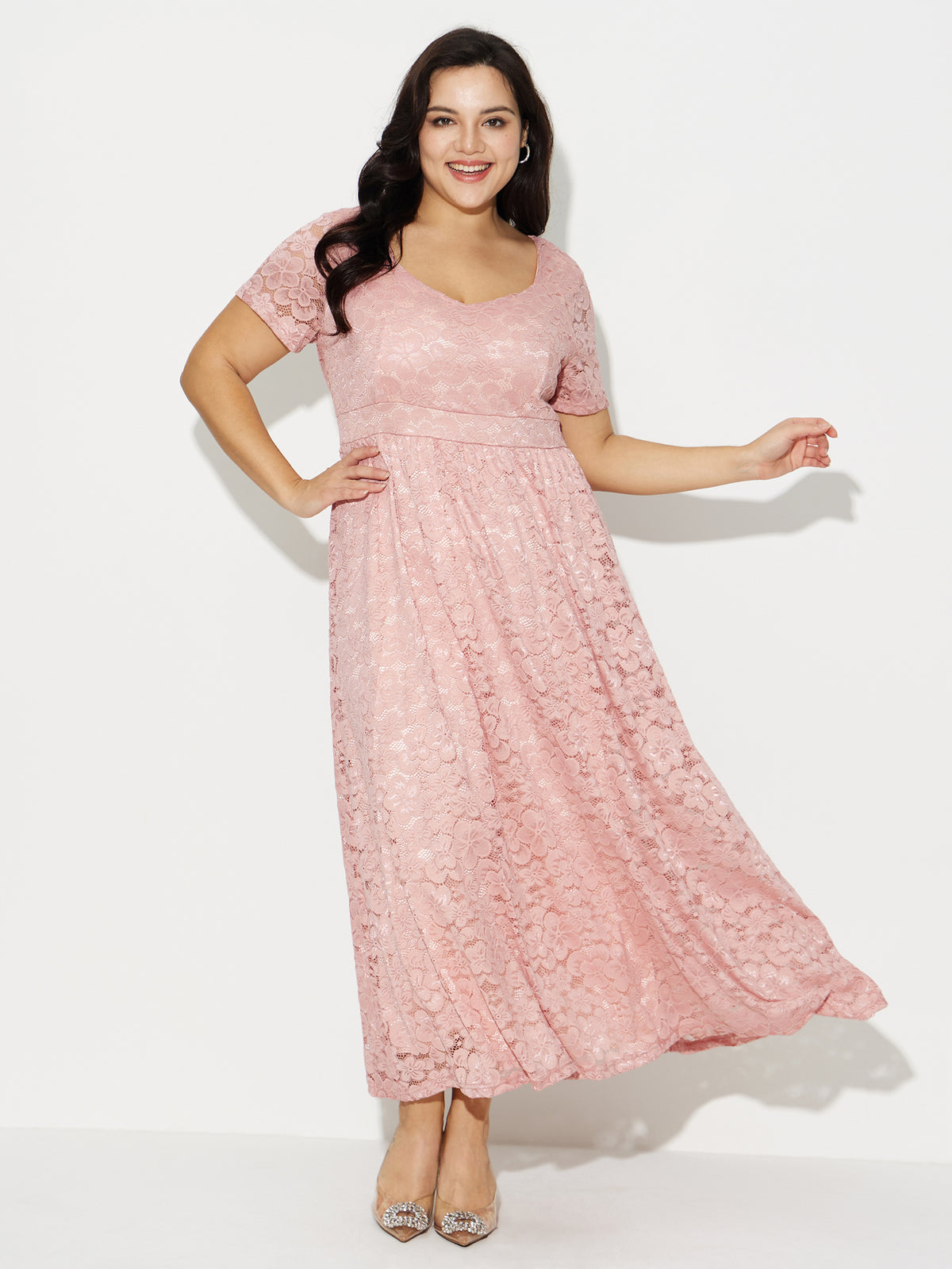 Plus Size Lace A-Line Dress 121227
