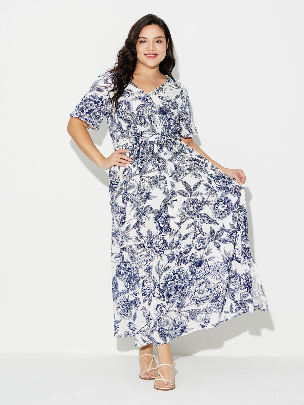 Plus Size Tied A-Line Dress 120656