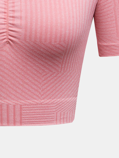 Striped Crop Sports T-Shirt 120349