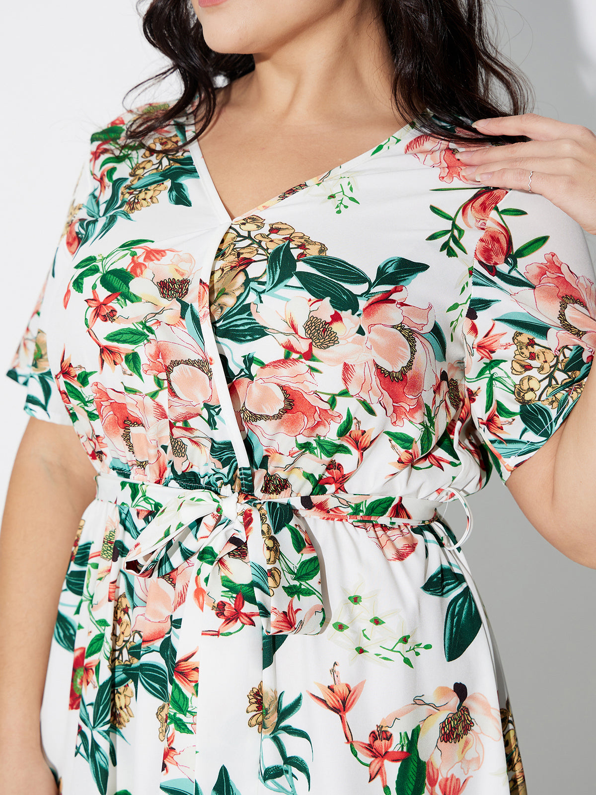Plus Size Printed Belted Dress 120731