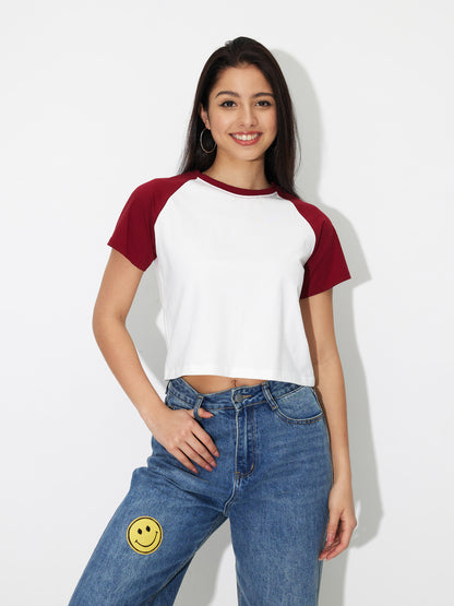 Raglan Sleeve Crop T-Shirt 121300