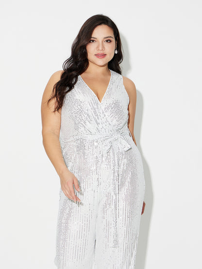 Plus Size Sequined Jumpsuit 120760
