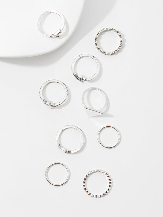 Set Of Nine Geometric Design Rings 120620