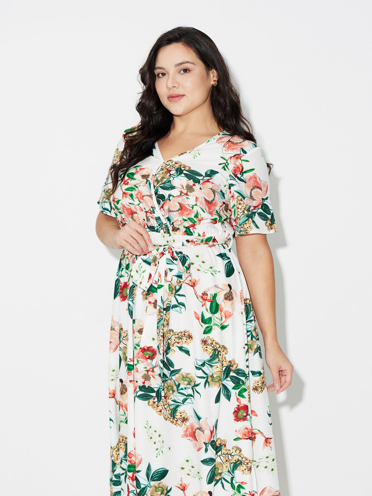 Plus Size Printed Belted Dress 120731