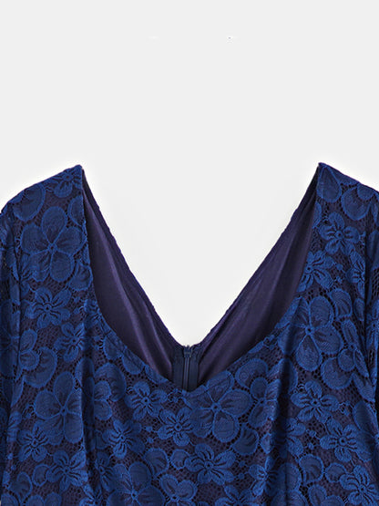 Plus Size Lace A-Line Dress 121227