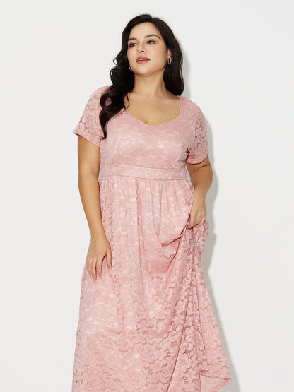Plus Size Lace A-Line Dress 121227