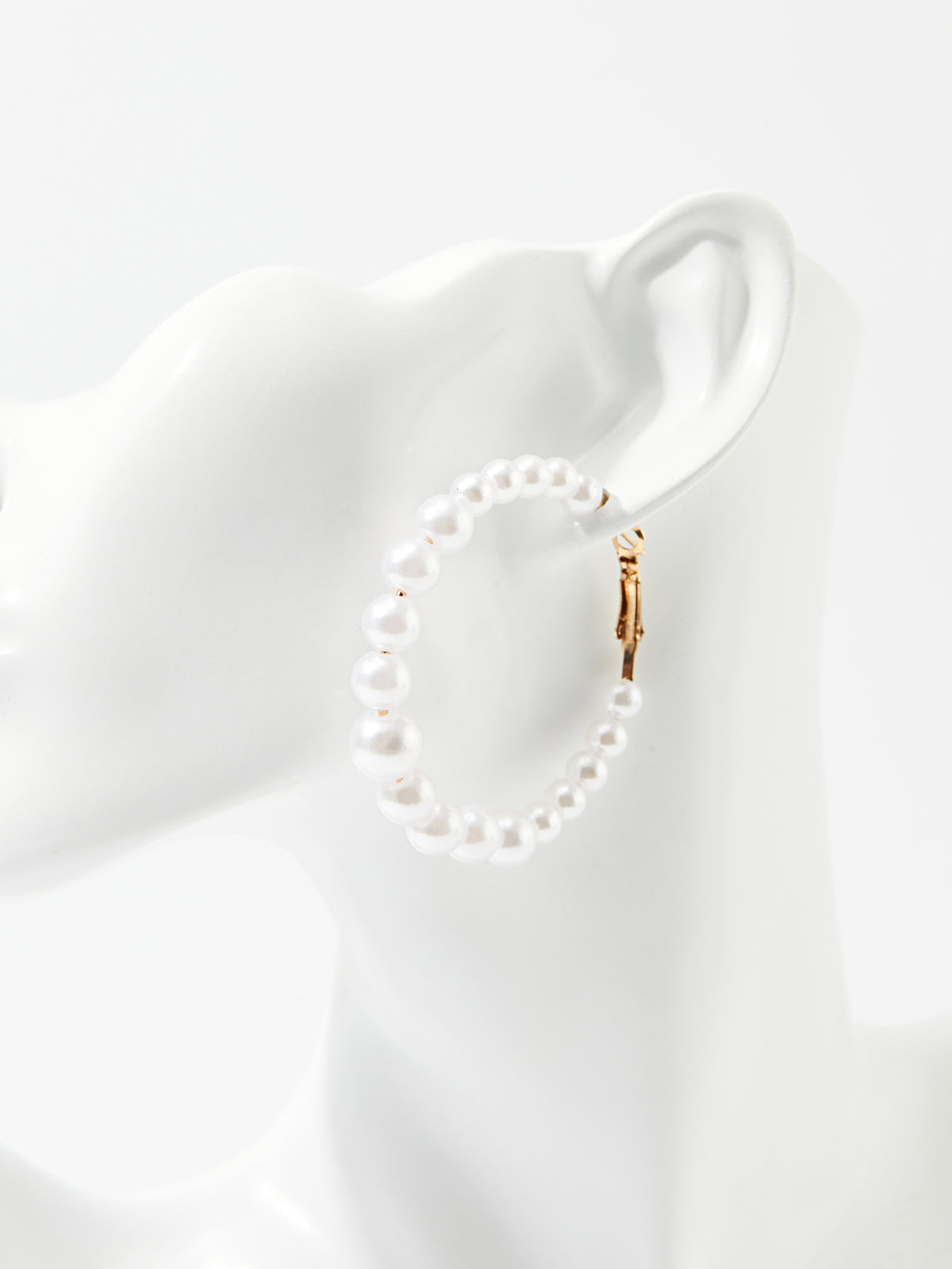 Artificial Pearl Hoop Earrings 120633