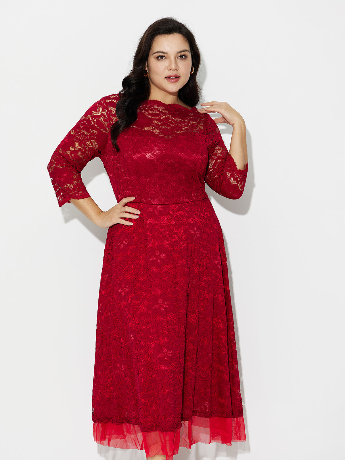 Plus Size Lace A-Line Dress 121219