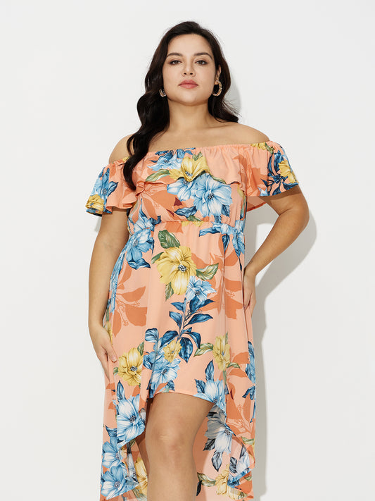 Plus Size Printed Bardon Dress 121234