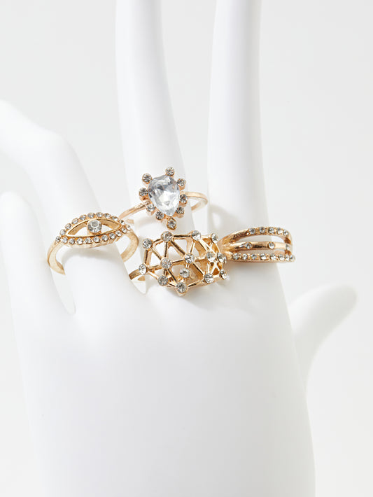 Set Of Four Embellished Ring 120631