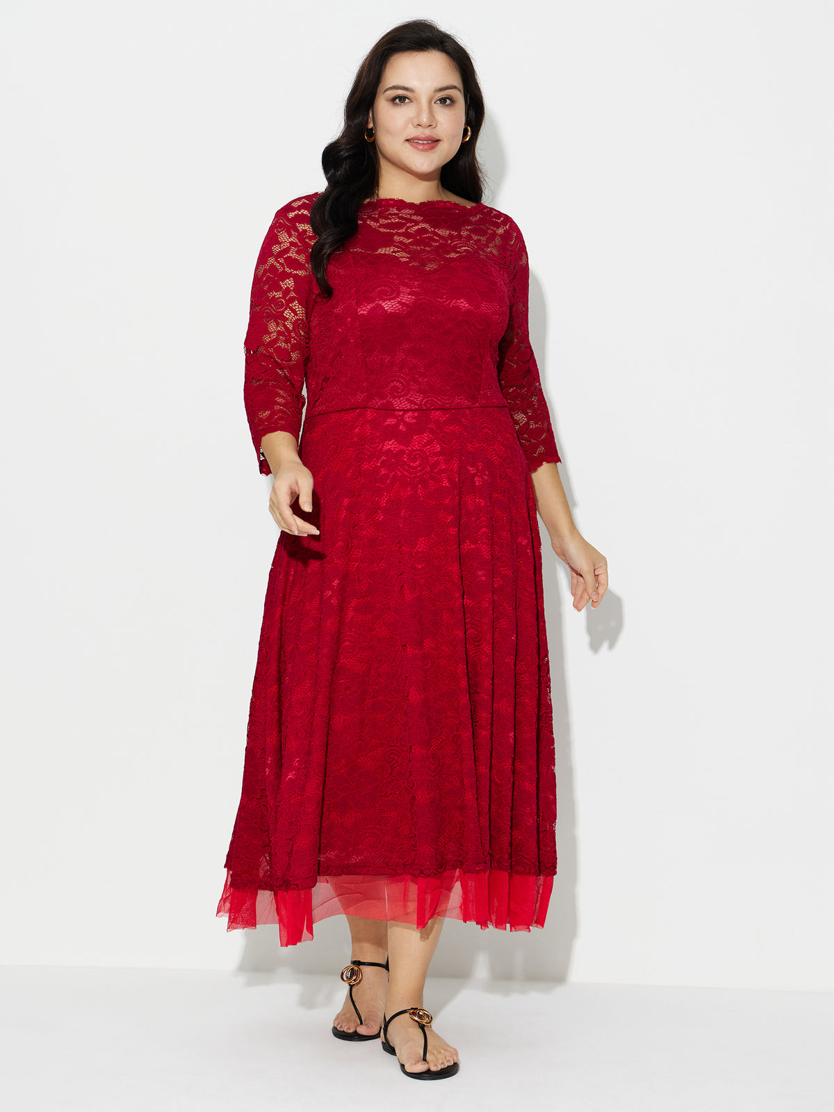 Plus Size Lace A-Line Dress 121219