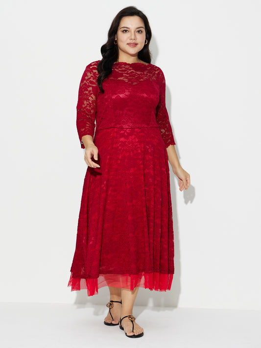 Plus Size Lace A-Line Dress 121219