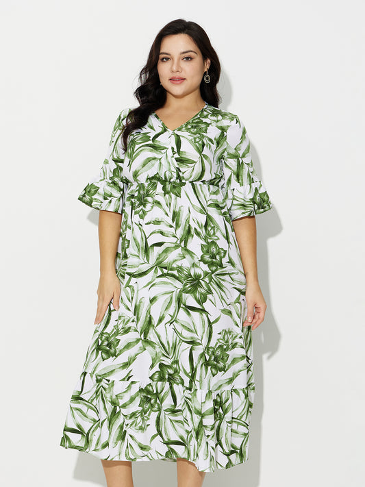 Plus Size Printed A-Line Dress 121159