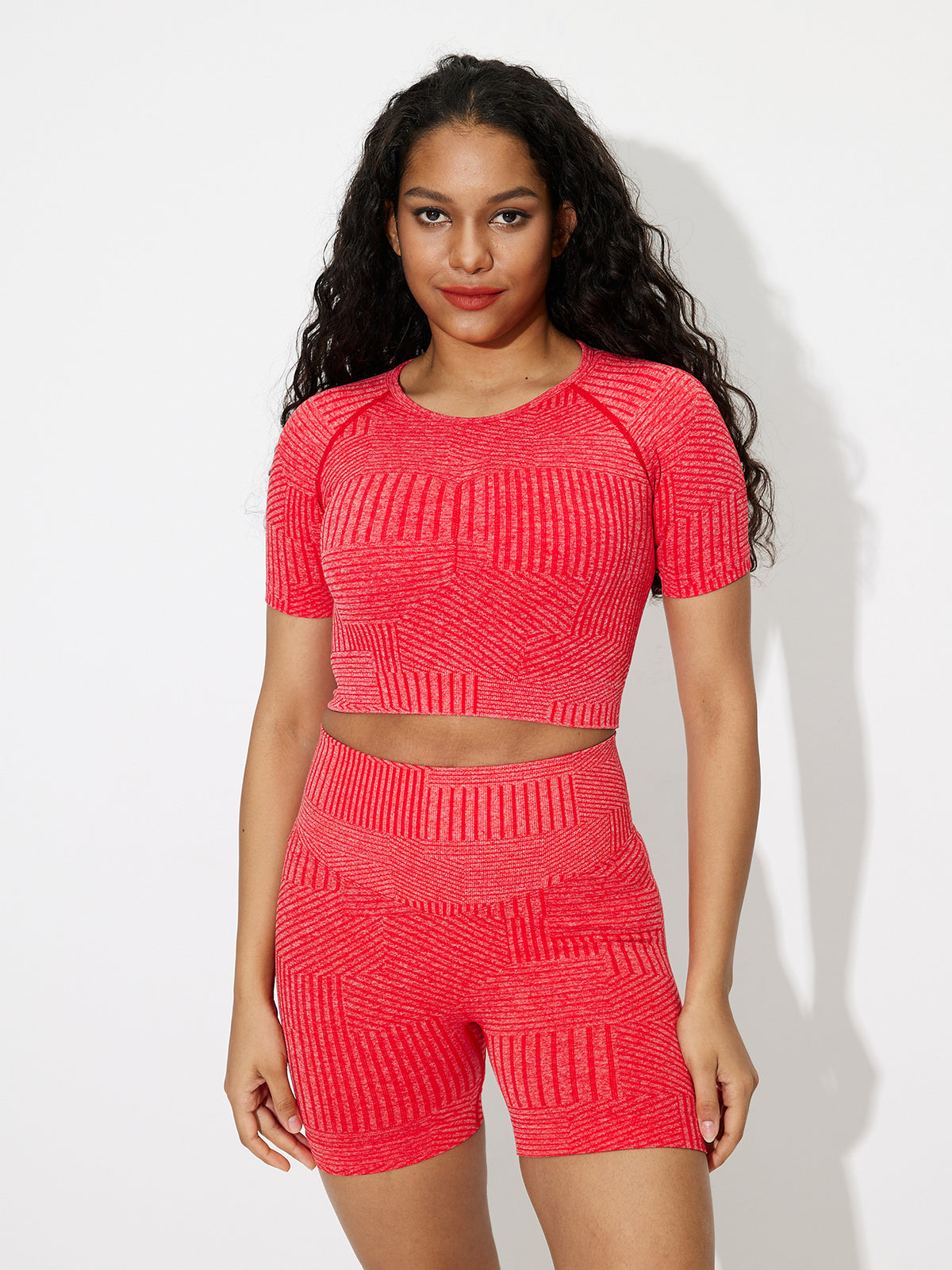 Striped Cropped Sports T-Shirt 120347