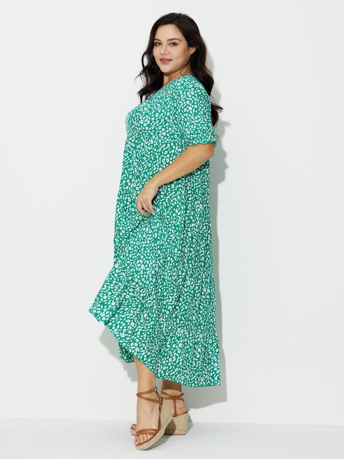 Plus Size Printed Empire Dress 121149