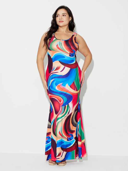 Plus Size Printed Sheath Dress 120562