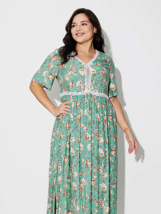 Plus Size Printed A-Line Dress 120637