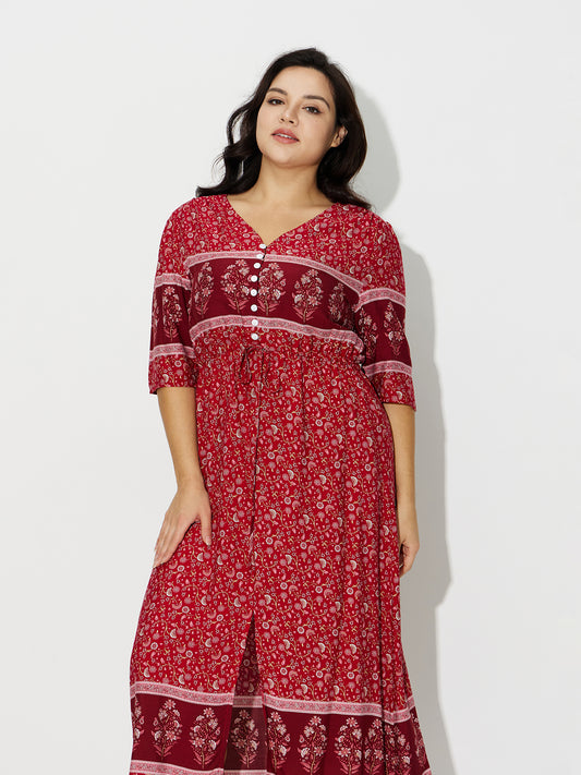 Plus Size Printed A-Line Dress 121179