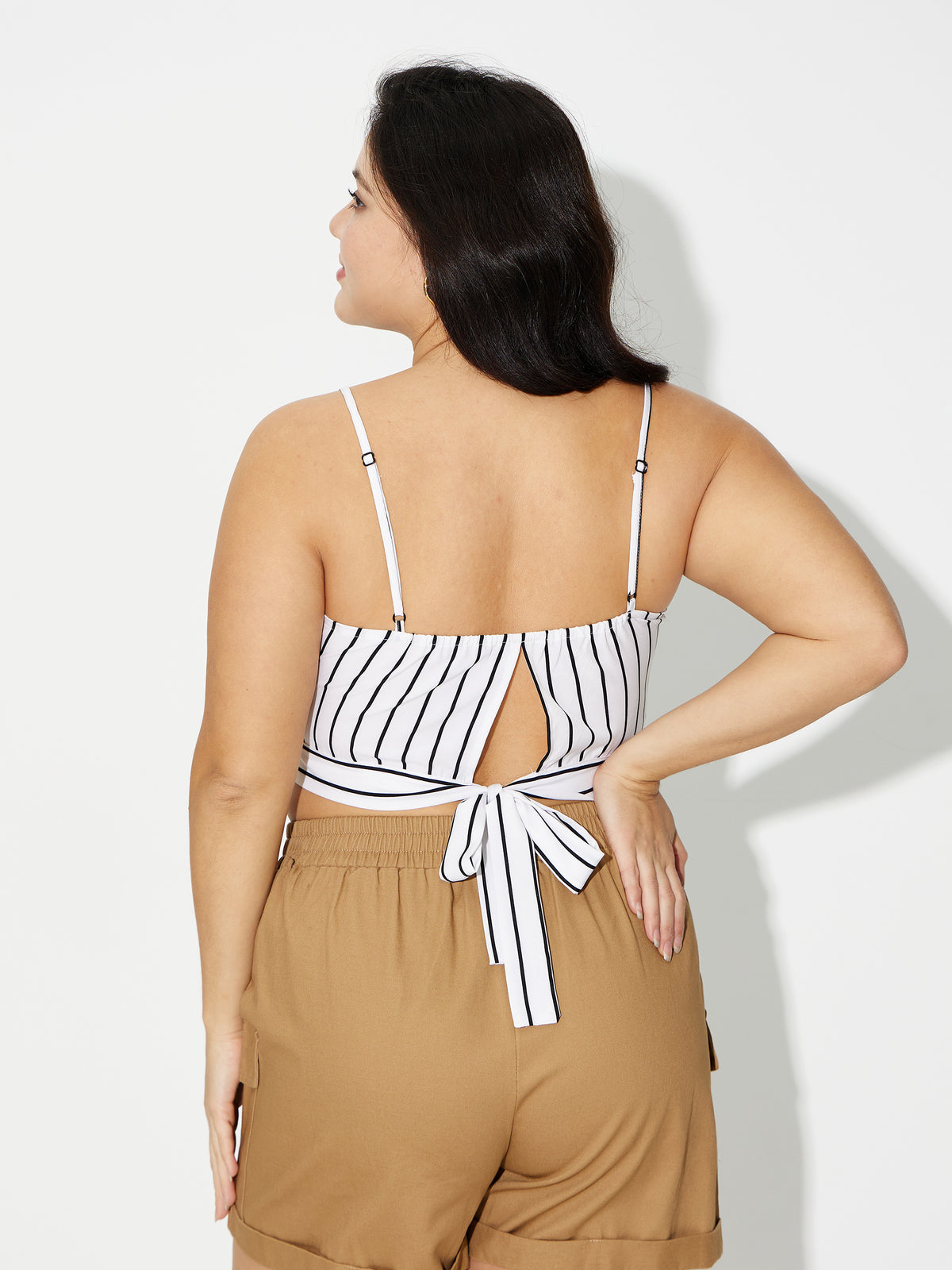 Plus Size Styled Back Crop Top 121143