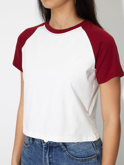 Raglan Sleeve Crop T-Shirt 121300