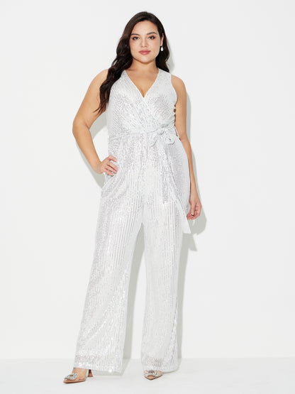 Plus Size Sequined Jumpsuit 120760