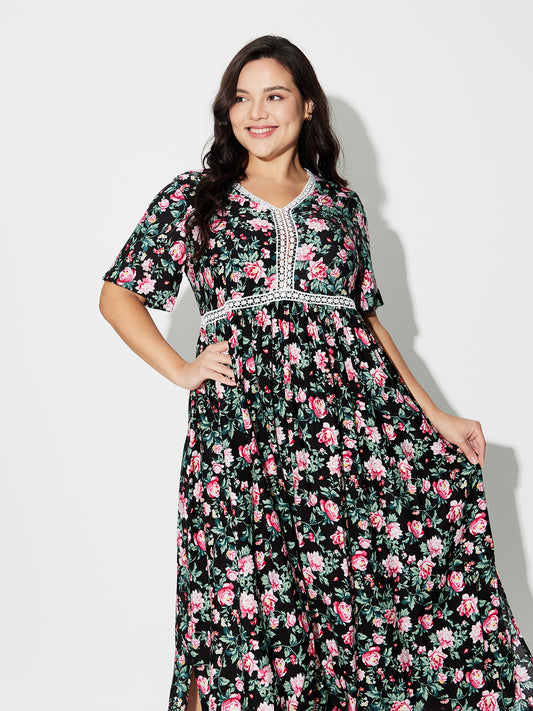 Plus Size Ruffle A-Line Dress 120638