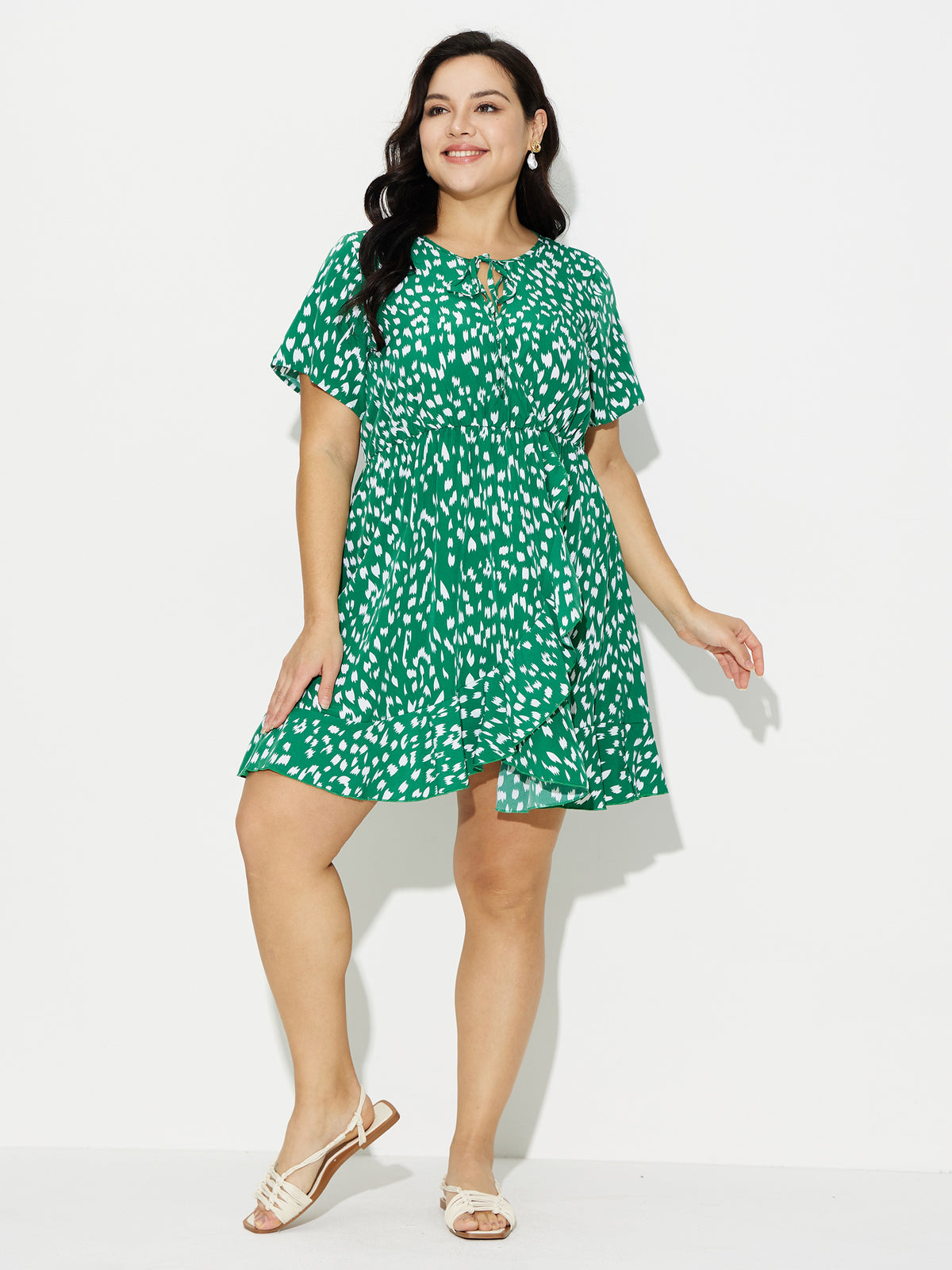 Plus Size Printed A-Line Dress 121352