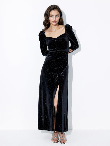 Gathered Embellished Maxi Dress 117555