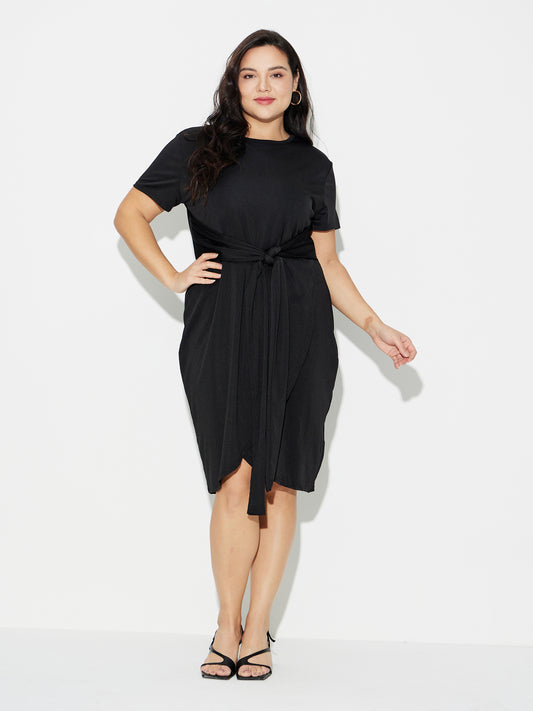 Plus Size Tie-Up Detail Dress 120740