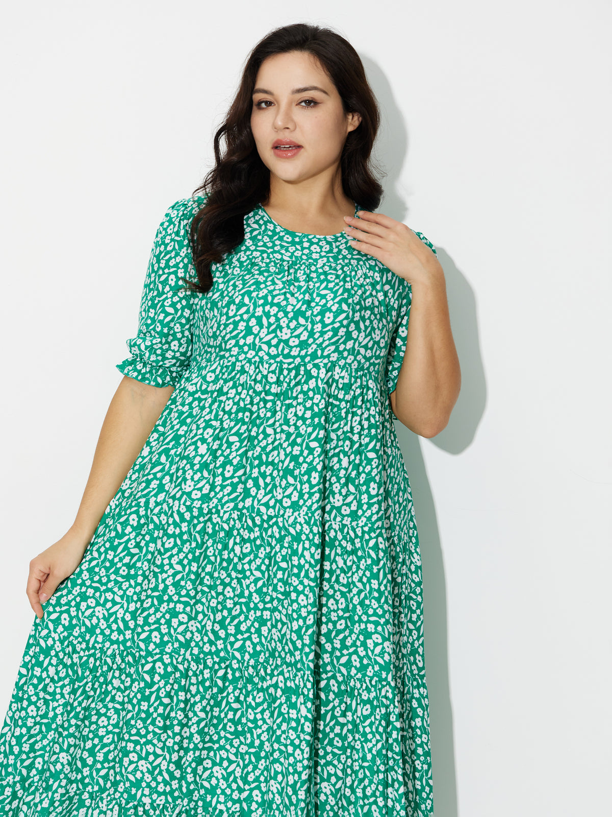 Plus Size Printed Empire Dress 121149