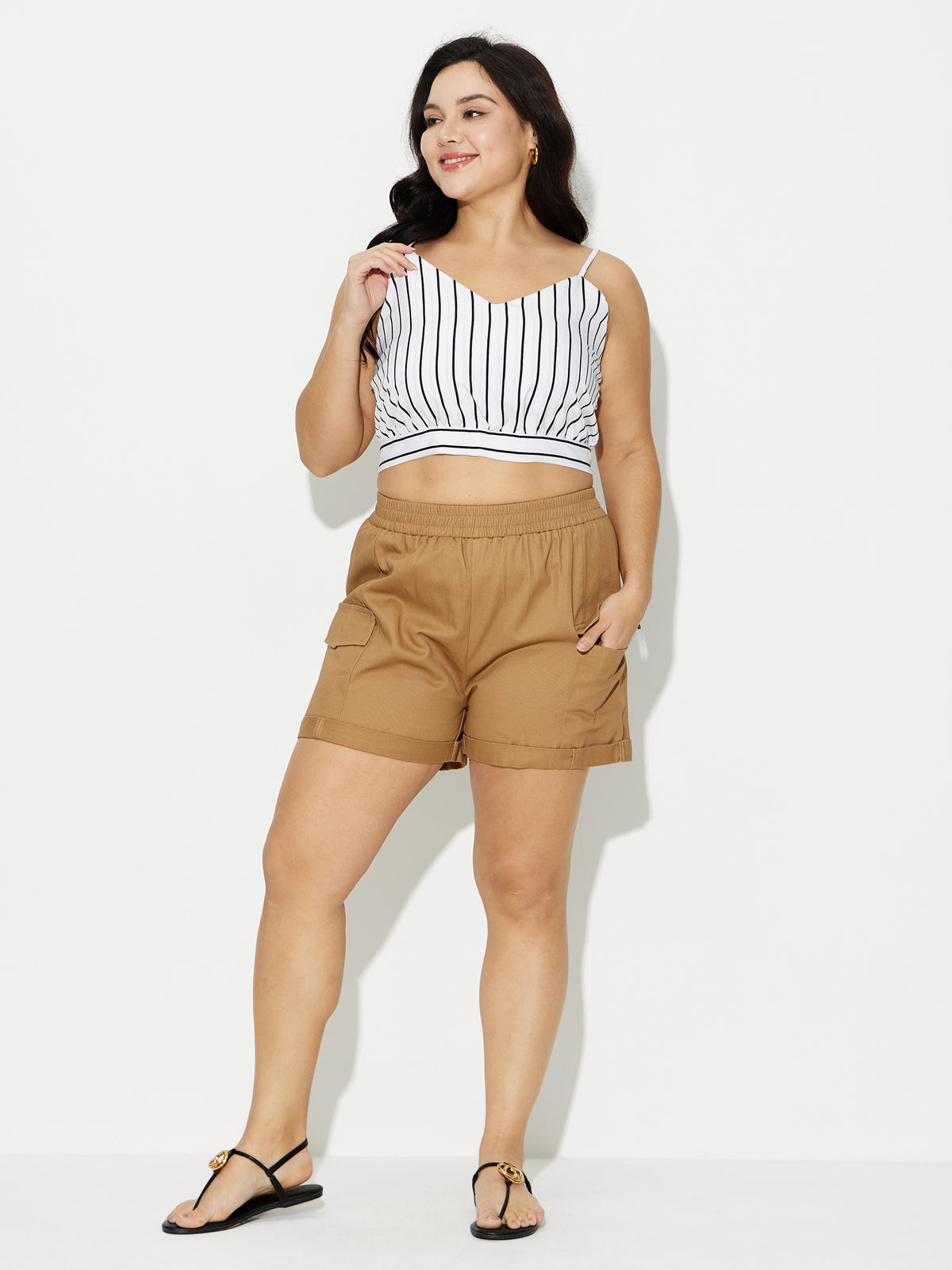 Plus Size Styled Back Crop Top 121143