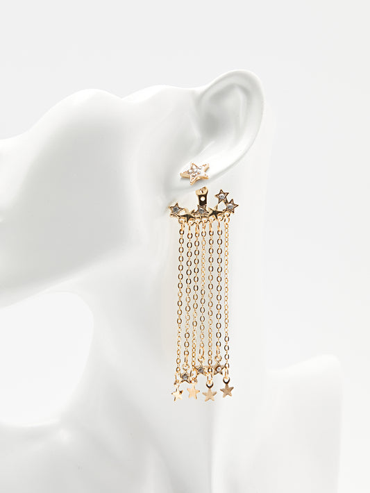 Embellished Star Design Drop Earrings  120584